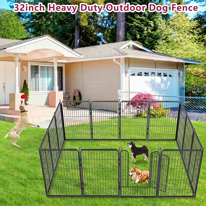 Dog Playpen Dog Fence Outdoor for Yard, 32inch 42 Panels Dog Pens Outside - Image 2