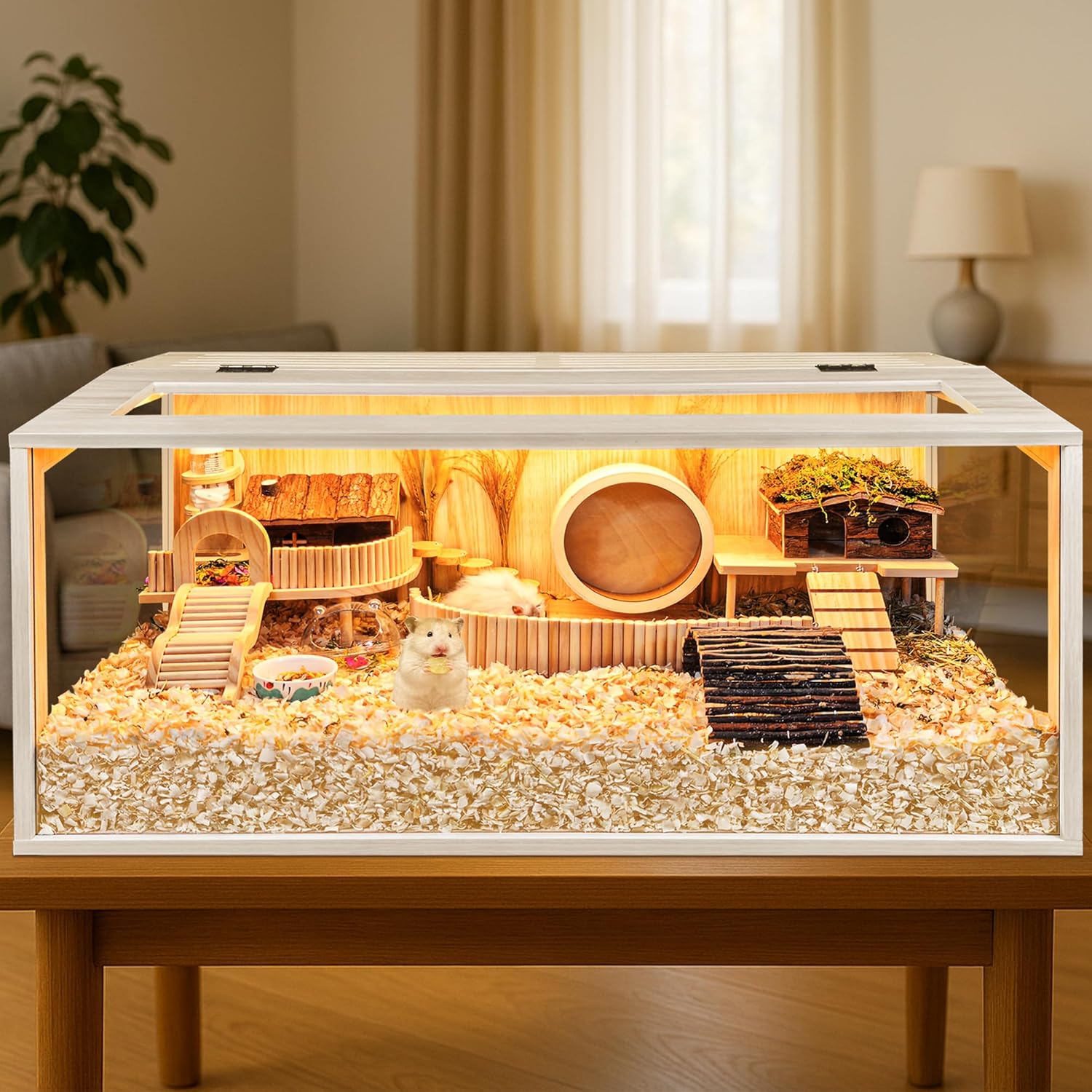 Hamster Cage Chewproof, Large Hamster Cages and Habitats, Openable Top with Acrylic Sheets, Solid Built