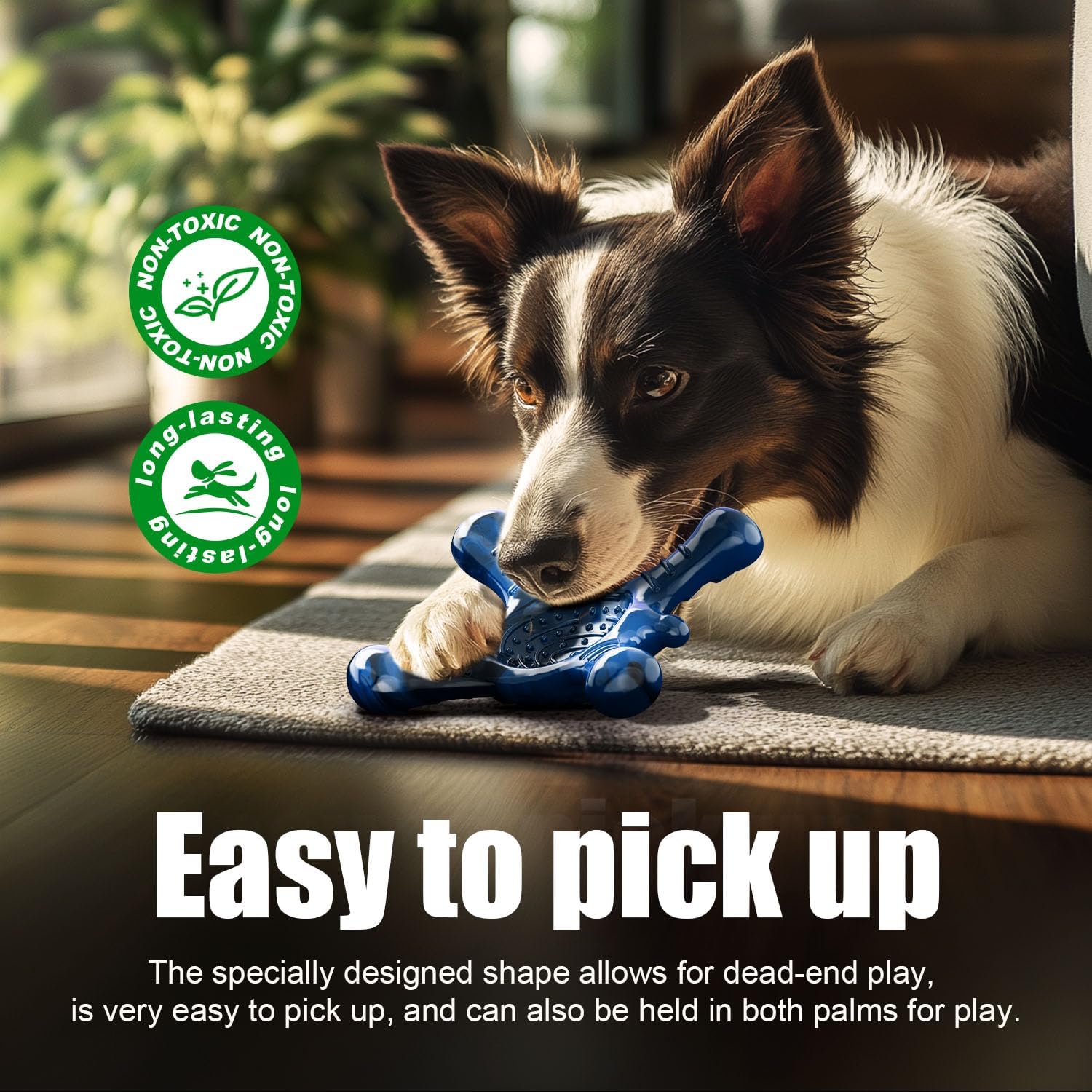 Dog Toys for Aggressive Chewers, Nylon Indestructible Toy for Medium Large Dogs, Hedgehog-Shaped Chew Toys with Bacon Flavor, Long Lasting, Dog Toys for Boredom, Blue