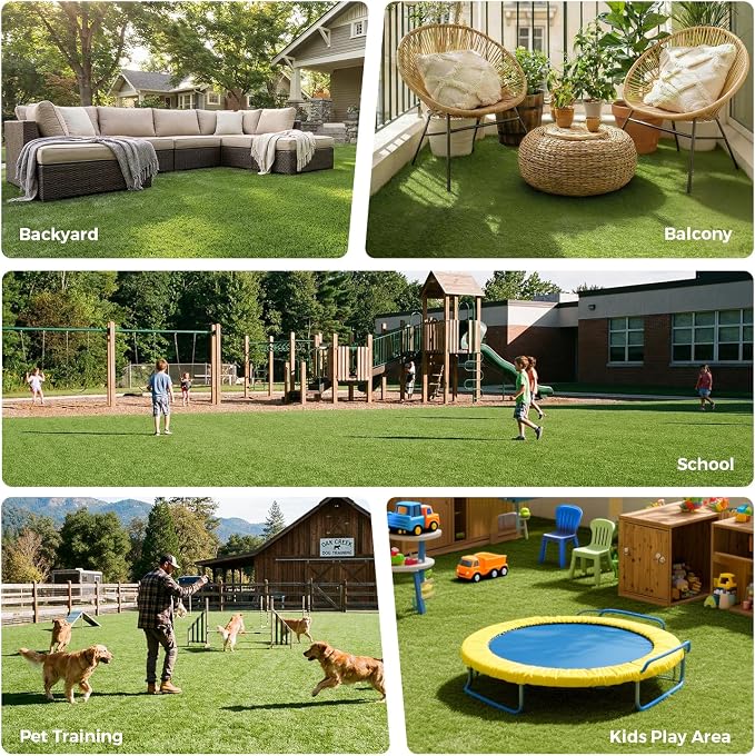 Artificial Grass Rug Indoor Outdoor, 7.7 x 8.7FT Faux Grass Turf - Image 9