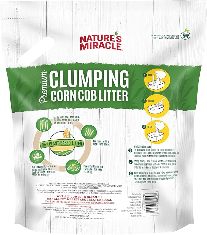 Nature’s Miracle Premium Clumping Corn Cob Litter, 10 Pounds, Made - Image 3