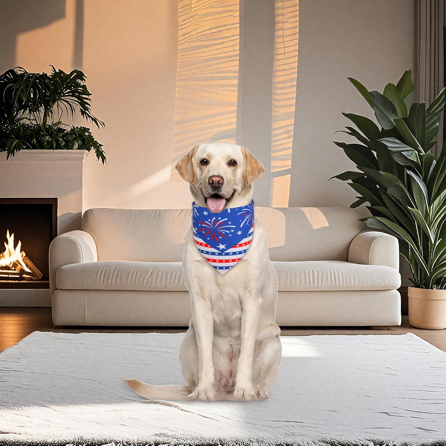 4th of July Cooling Dog Bandana 1-Pack for Large Dogs - Patriotic Bandanas with American Flag Design, Breathable & Quick-Dry Pet Accessories