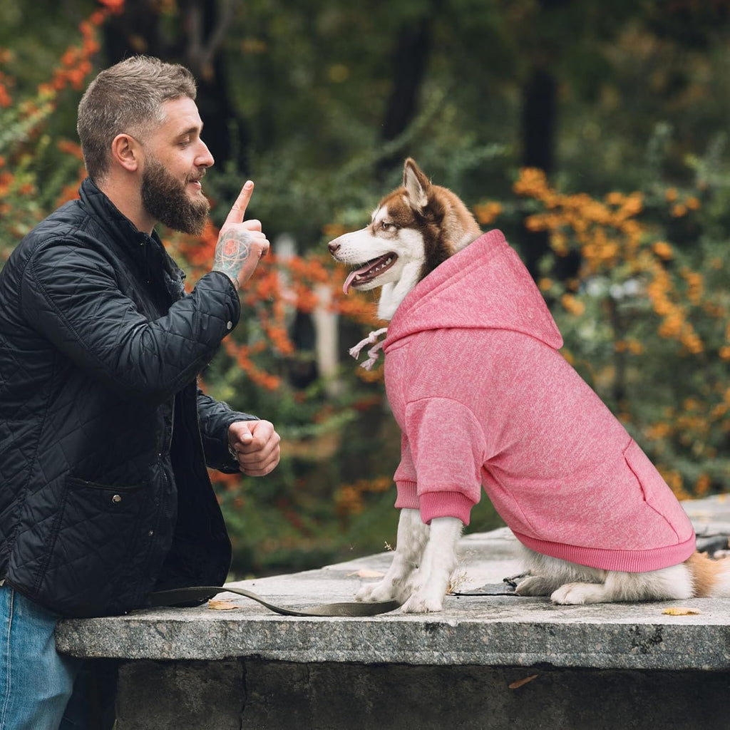 Dog Sweaters for Medium Dogs Dog Hoodie Fleece Sweater Soft Clothes Sweatshirt with Pocket Hoodie for Medium Dogs(Pink&M)