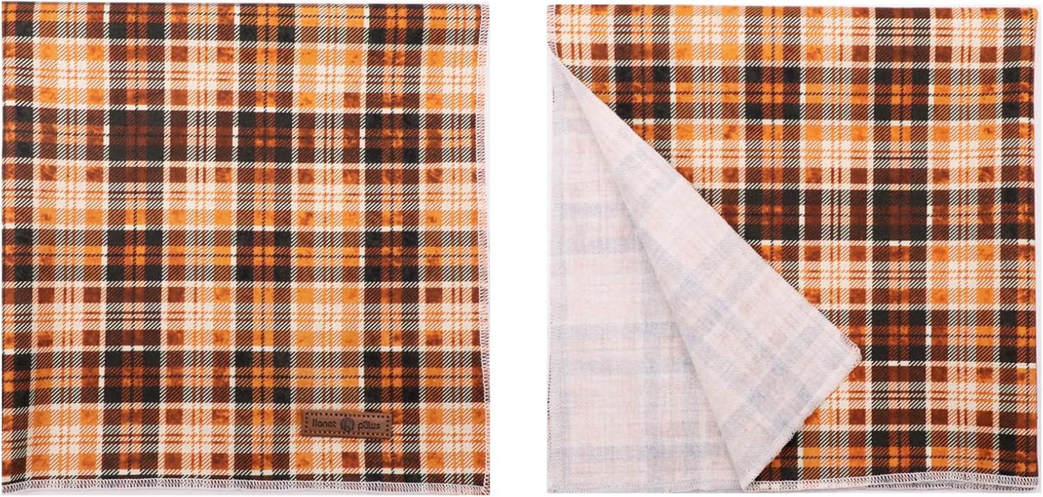 Lionet Paws Halloween Dog Bandana - Plaid Dog Kerchief, Adjustable Washable Reversible Cotton Scarf for Small to Large Dogs