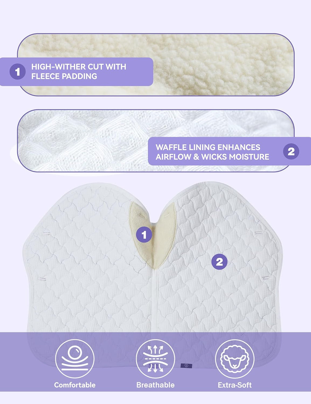 Close Contact Non-Slip Design Horse Riding Pad Moisture-Wicking Shock Absorbing English Saddle Pad for Horses