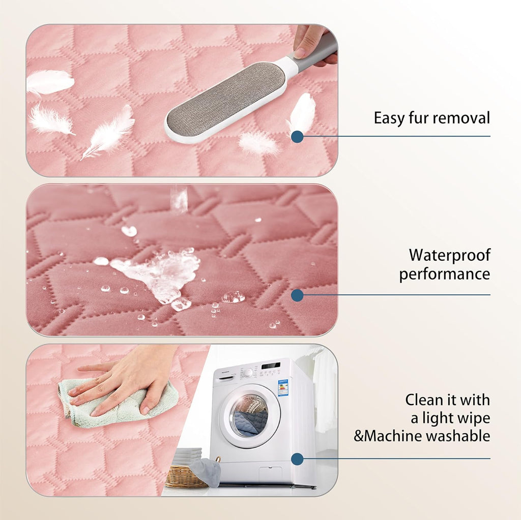 gogobunny 3X Stronger Waterproof Pet Blanket, Scratch Proof Furniture Protector for Dogs Cats, Reversible Cover 30x70 Inch, Dark Pink/Light Pink