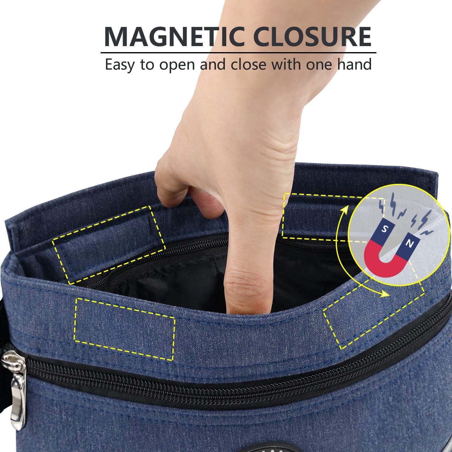 Viklluyr Dog Treat Pouch Bag with Magnetic Closure, Dog Food Carrier with Removable Inner Pocket, Perfect Dog Training Bag for Agility Training - Including Carabiner