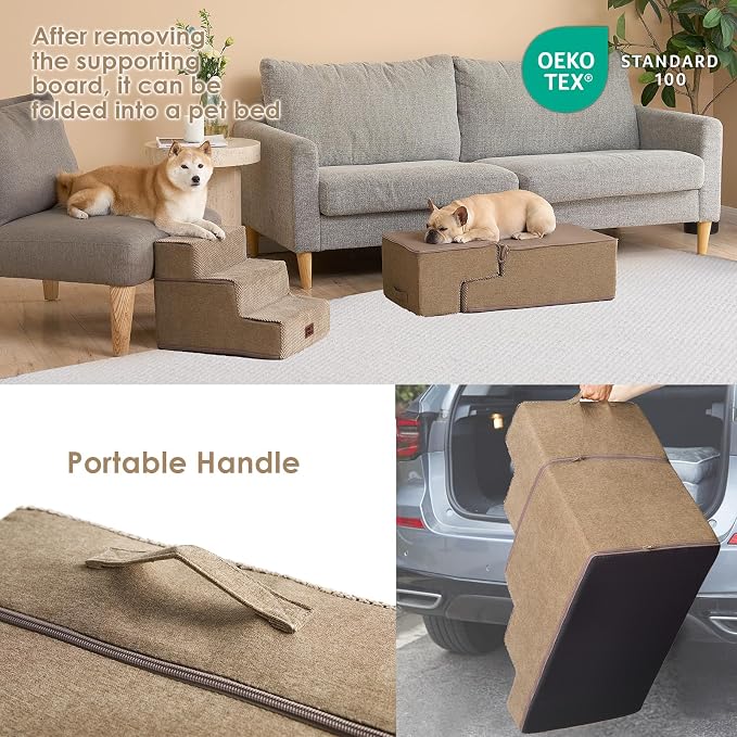 EHEYCIGA Dog Stairs for Bed 18" H, 4-Step Dog Steps for High Bed, Pet Steps for - Image 5