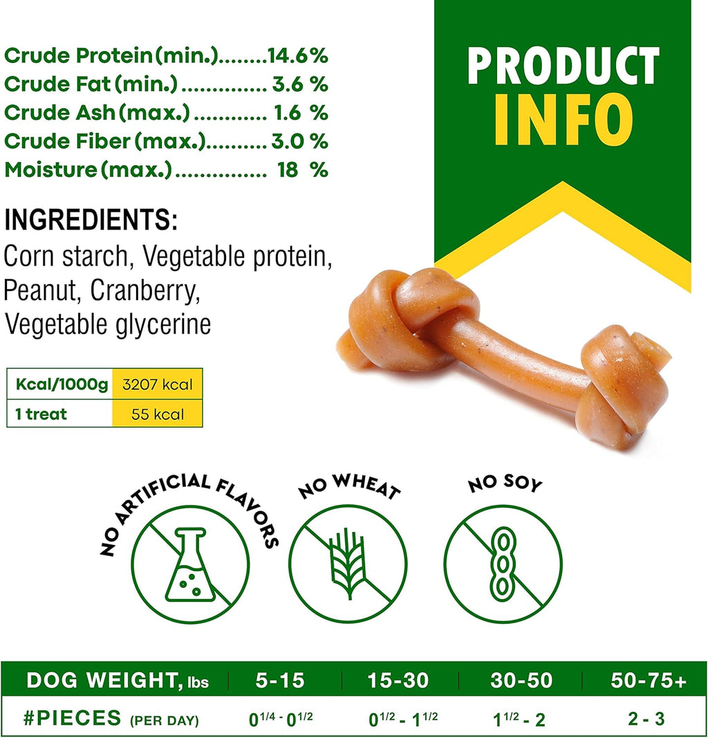 Dog Treats Peanut Butter Bones with Cranberry & Rawhide Free Chew 11 Oz - Pet Natural Mini & Big Snacks Healthy Collagen & Bulk Best Chews for Small & Large Dogs - Made for USA (Peanut Butter)