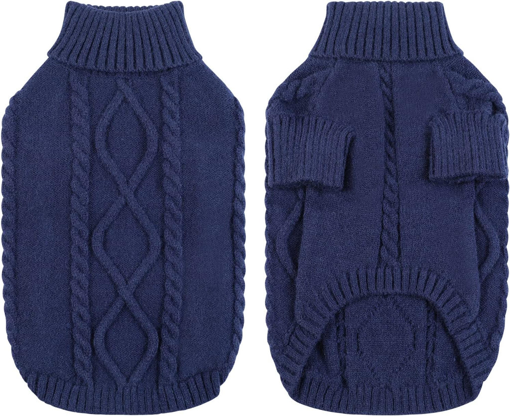 Queenmore Dog Sweater for Large Size Pet,Pitbull Dog Sweater,XXL Doggy Sweater for Labrador Retriever,Cold Weather Warm Knitted Pet Sweatershirt for Boy Girl Dogs (Dark Navy,2XL)