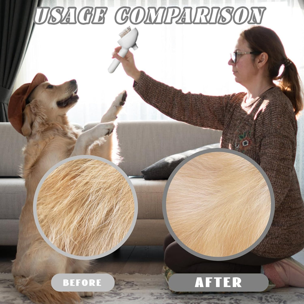 Cat Steam Brush, 3 in 1 Cat Brush for Shedding & Grooming, Water Brush for Cats Dogs, Pet Hair Removal Comb for Long Short Haired Small Animal, Self Cleaning Slicker Brush with Release Button