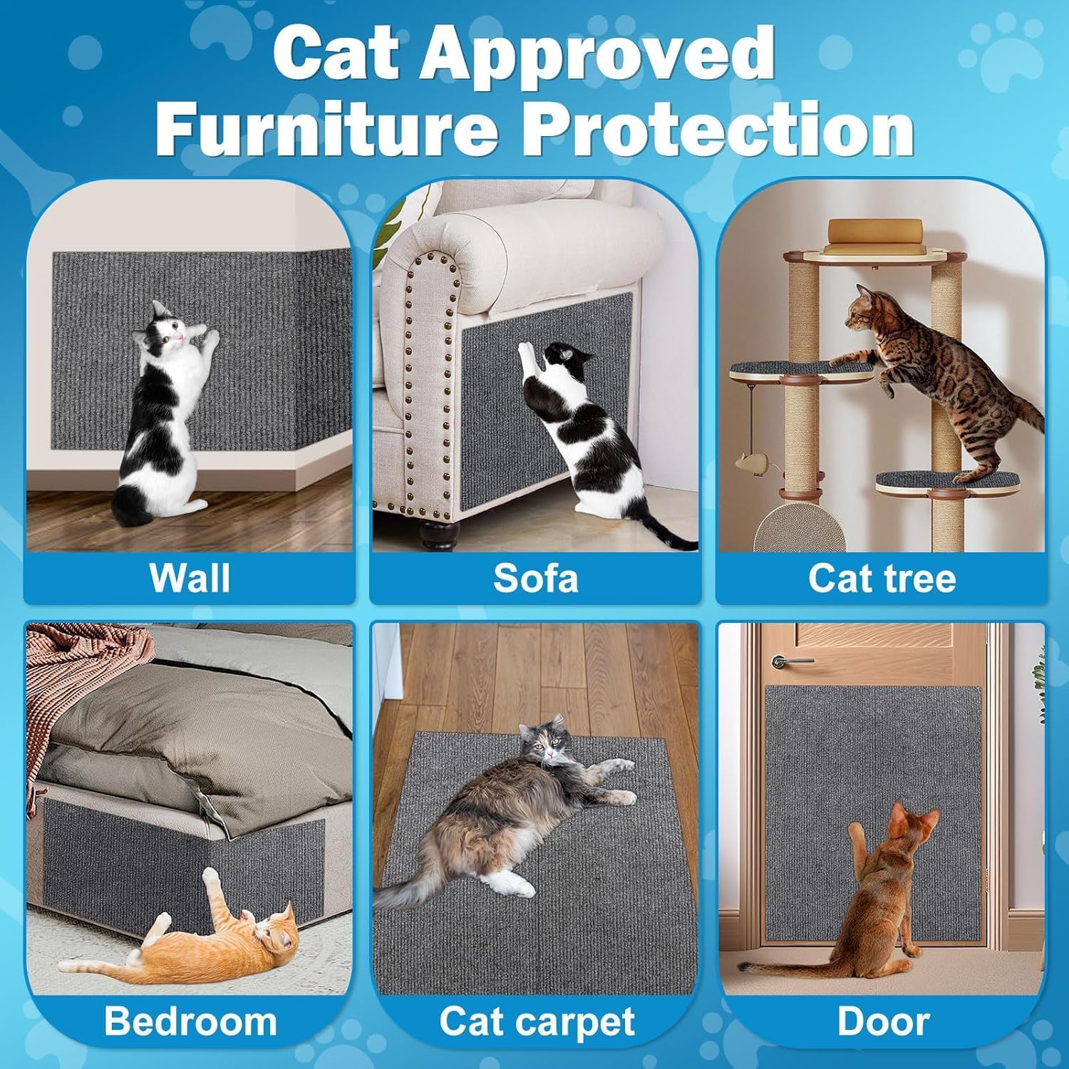 Cat Scratch Couch Furniture Protector, Adhesive Cat Scratch Pad Deterrent for Furniture, DIY Climbing Cat Scratcher Couch Protector from Cat Claws Scratching Indoor (Dark Grey 15.7"X39.4")
