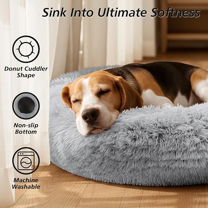 JOLLYVOGUE Calming Dog Beds Large Sized Dog, 36in Donut Washable Large Pet Bed - Image 2