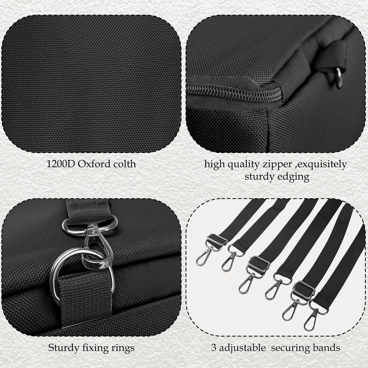 1Pcs Hay Bag for Horse,1200D Oxford Fabric Slow Feed Bags with Front Hay Nets Design and Heavy Duty Zipper Large Top Load Feeding Bag for Horses and Livestock,Black