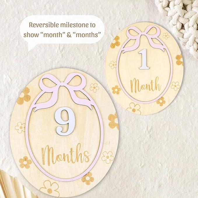 Baby Monthly Milestone Cards - Acrylic Monthly Milestone Discs - Newborn Photography Props to Document Your Baby´s Growth - Baby Announcement Sign (B09)