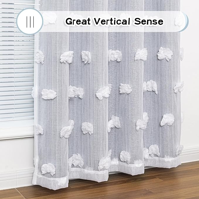 MYSKY HOME 72 Inches Long Curtains for Bedroom Dusty Blue Blackout Curtains Pom Pom White Sheer Curtains for Boys Room Double Layer Toddler Bedroom Grommet Room Darkening Window Panels 52 x 72 Inch