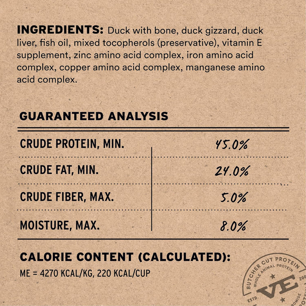 Vital Essentials Freeze-Dried Raw Duck Meal or Mixer Dog Food Crunchy Mini Nibs, 14 oz