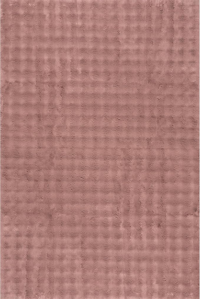 nuLOOM Jeni Burgundy, 7'6" x 9'6", Solid Faux Rabbit, Fluffy and Cozy, High Traffic, Stain Resistant, Easy Clean, Durable Washable Area Rug for Bedroom, Living Room, Dining, Den, Foyer, Entryway