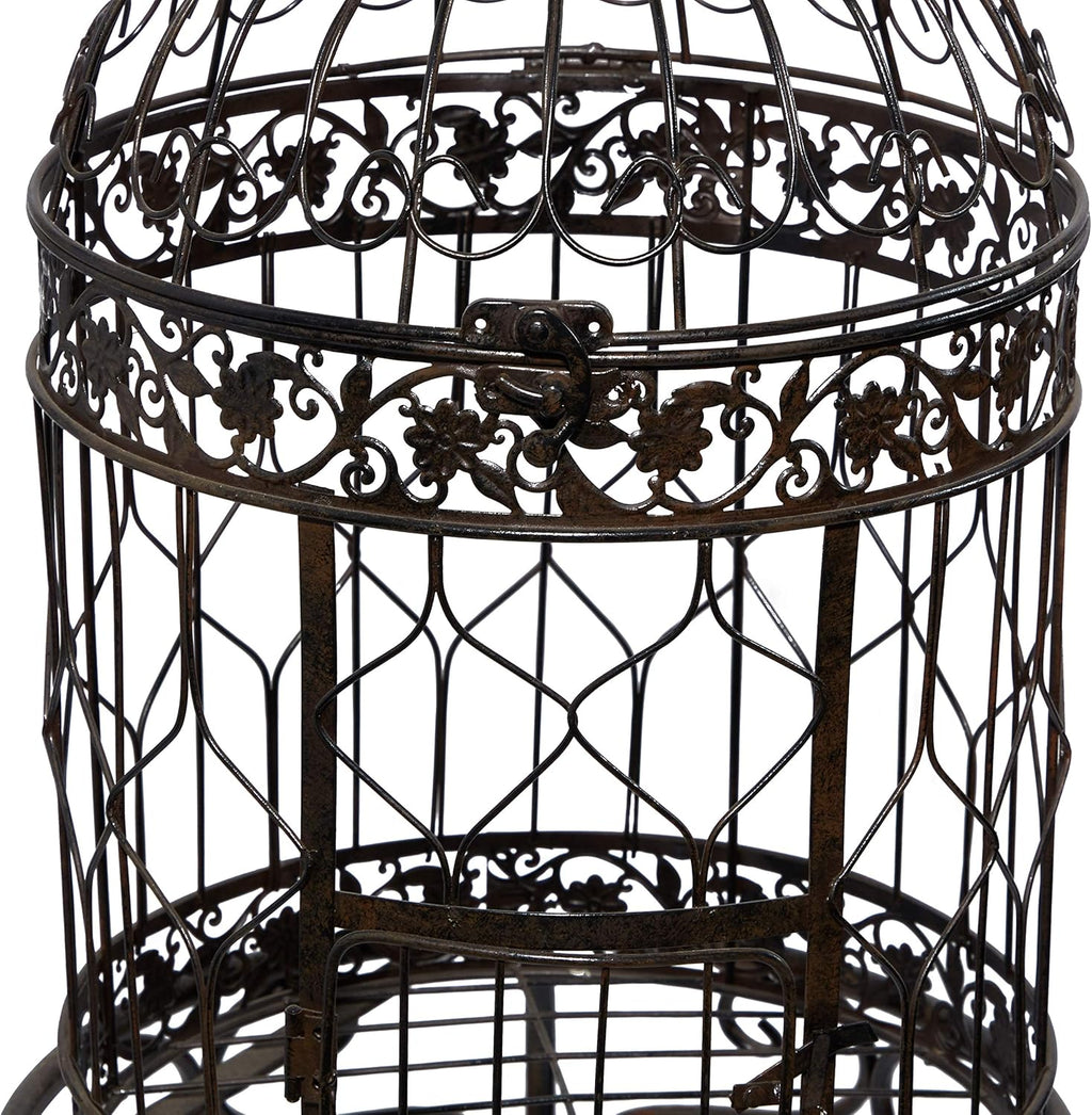 Deco 79 Vintage Metal Free-Standing Birdcage, 14" x 14" x 47", Black