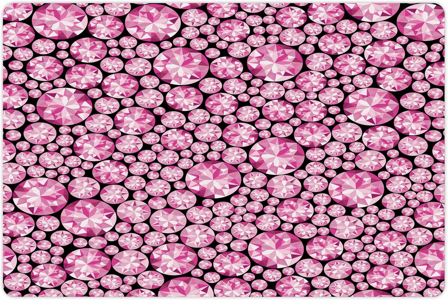 Lunarable Feminine Pet Mat for Food and Water, Big Vivid Diamond on The Dark Background Engagement and Wedding Themed Print, Non-Slip Rubber Mat for Dogs and Cats, 18" X 12", Pink