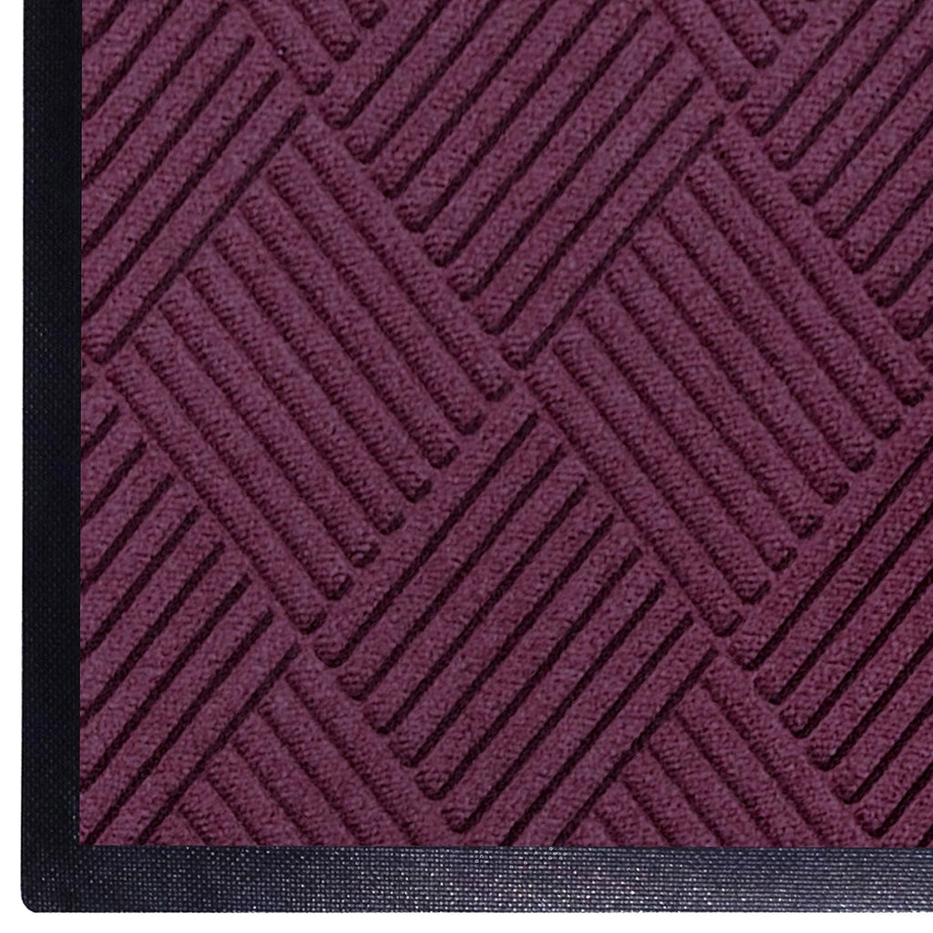 M+A Matting WaterHog Diamond | Commercial-Grade Entrance Mat with Rubber Border – Indoor/Outdoor, Quick Drying, Stain Resistant Door Mat (Bordeaux, 3' x 5')