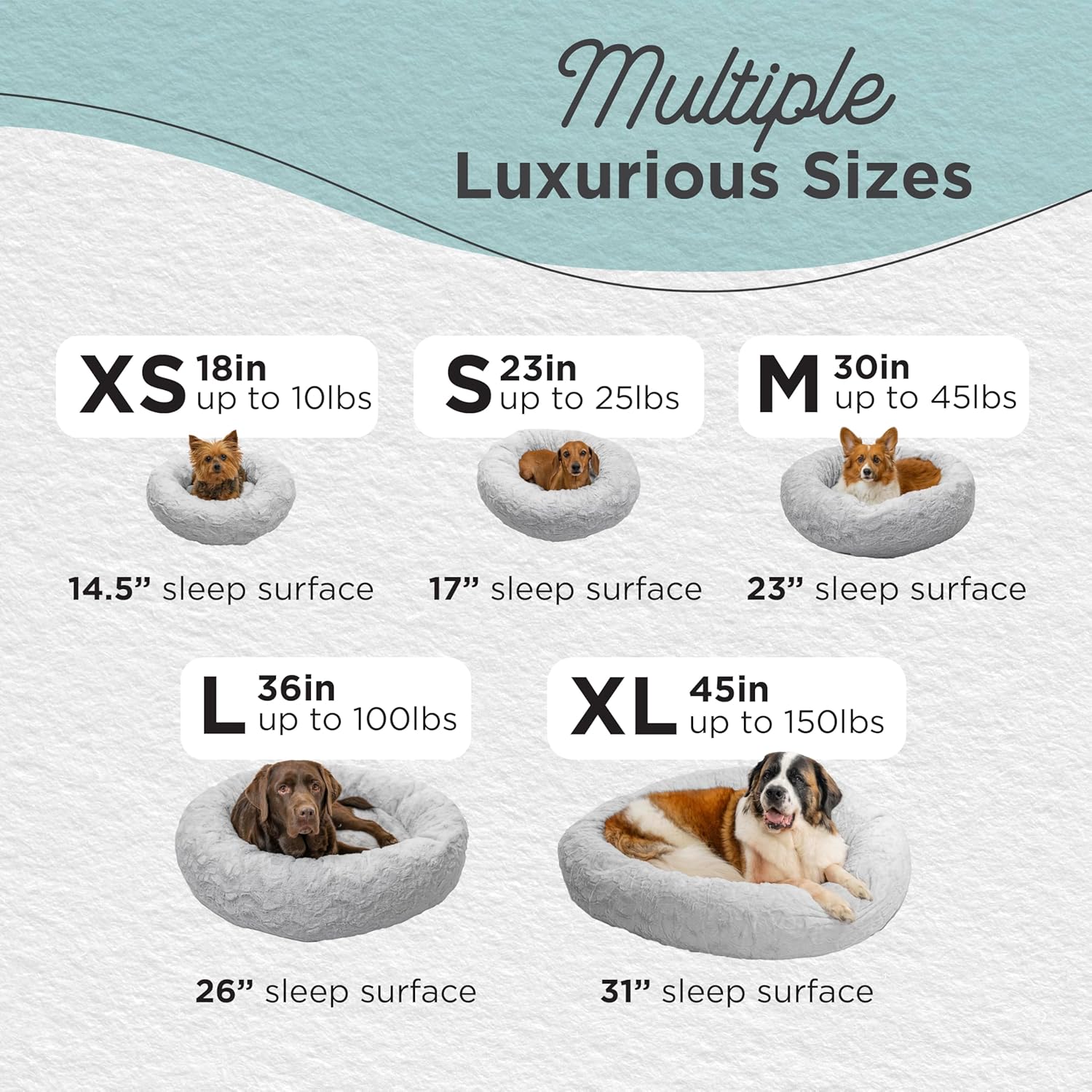 Best Friends by Sheri Original Calming Donut Dog and Cat Bed, Lux Faux Fur, Gray, (36in x 36in) - Anxiety Relief for Pets Up to 100 lbs