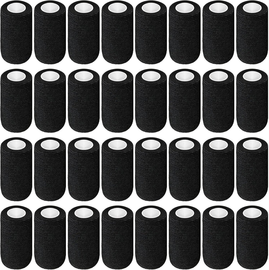 Treela 36 Pcs Self Adherent Bandage 4" X 5 Yard Wrap Breathable Cohesive Bandage Elastic Adhesive Tape for Stretch Athletic Sports Wrist Ankle(Black)