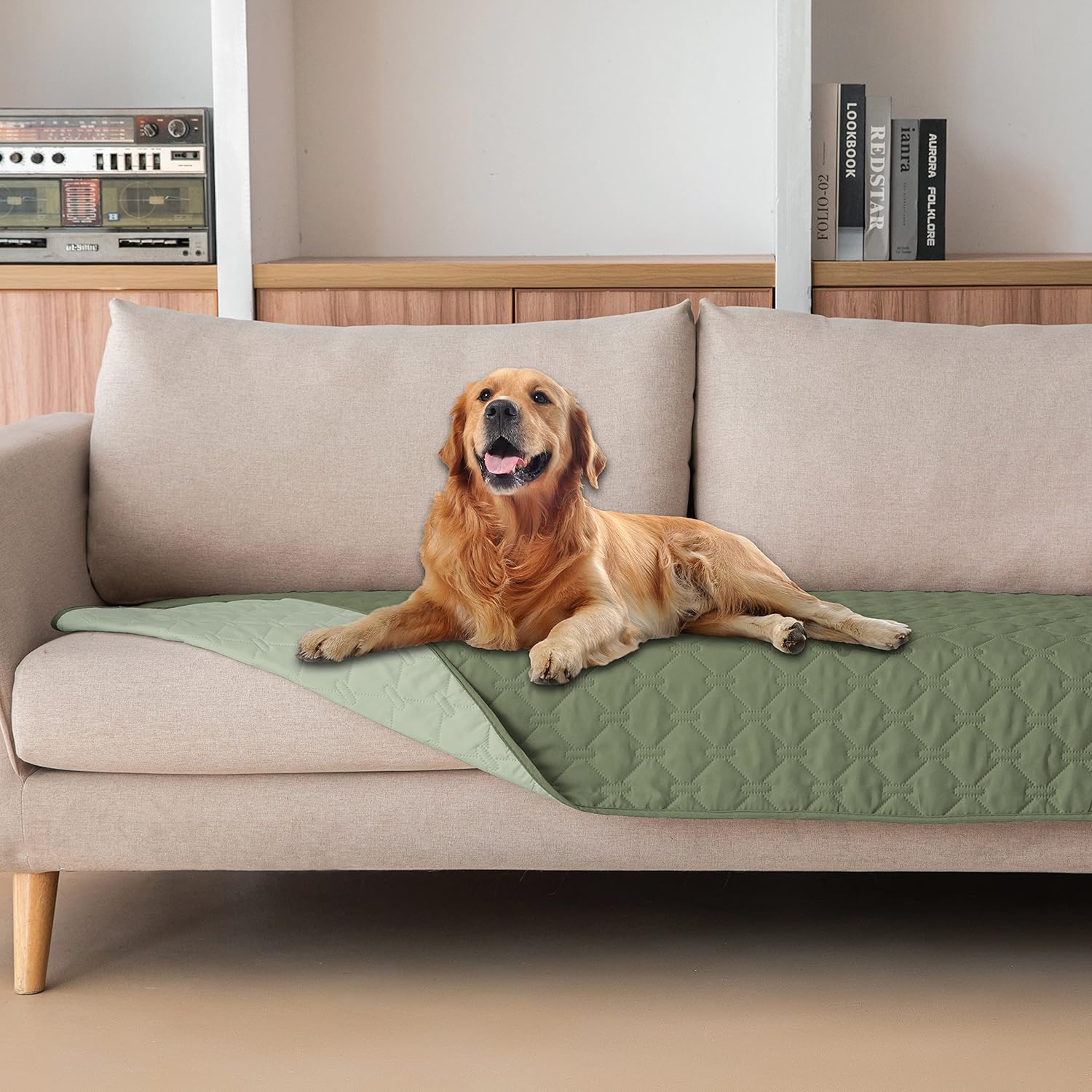 gogobunny 100% Double Sided Waterproof Dog Blanket Soft Pet Bed Cover Reversible Protect Furniture Couch Sofa Car for Puppy Cat Kids (Dark Green/Light Green, 30x80 Inch (Pack of 1))