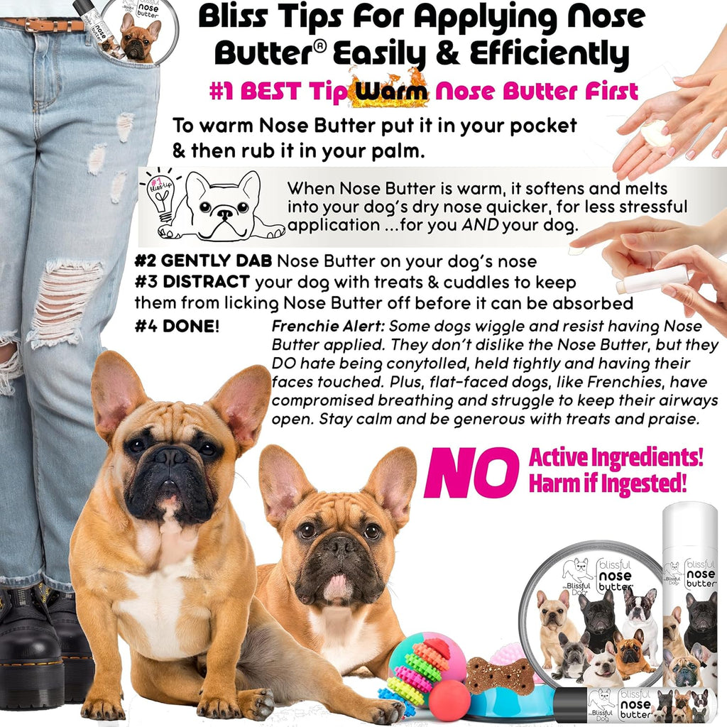 The Blissful Dog Blue French Bulldog Nose Butter, Versatile Dog Nose Balm for Dry Nose, Handcrafted Nose Moisturizer, Easy-to-Apply Dog Essentials, Unscented, 1 oz.