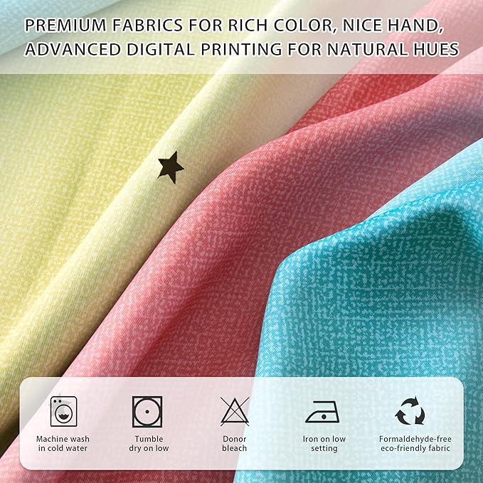 XiDi Pink Blue Yellow Curtains for Girls Bedroom Decor Kids Blackout Curtains for Nursery Room Darkening Rainbow Princess Unicorn Wall Decals Little Girl 52x45 Inches Long 2 Panels Set