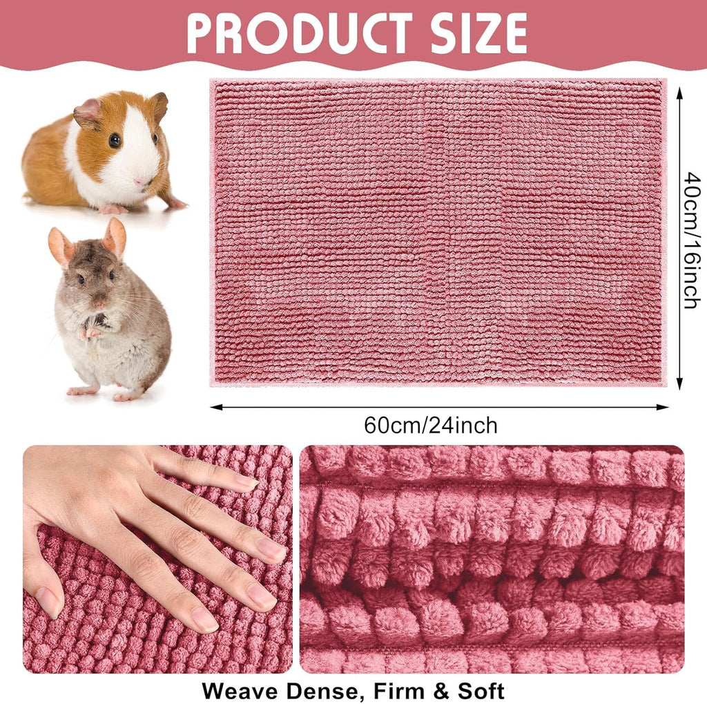 Amylove 4 Pcs Guinea Pig Cage Liner Guinea Pig Bedding Washable Fleece Pee Pads Reusable Small Animals Training Mat Small Animal Sleeping Bed for Bunny Hamster (Green Pink,16 x 24 Inch)