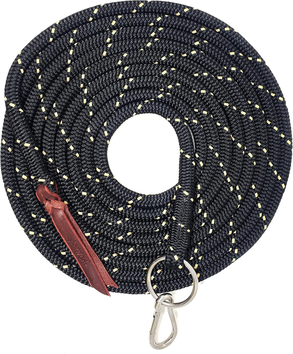 22' Long Line with SS O Ring and Carabiner (Black with Beige)