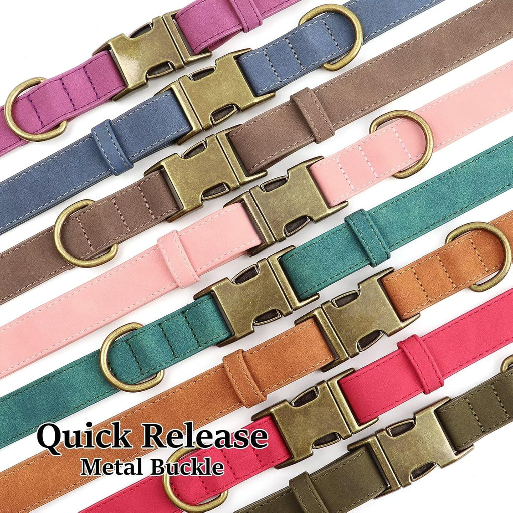 Didog Soft PU Leather Dog Collar, Stylish Quick Released Dog Collars for Medium Dogs, Easy Clean Adjustable Pet Collar for Daily Walking, Light Brown, M Fit 13-21" Neck