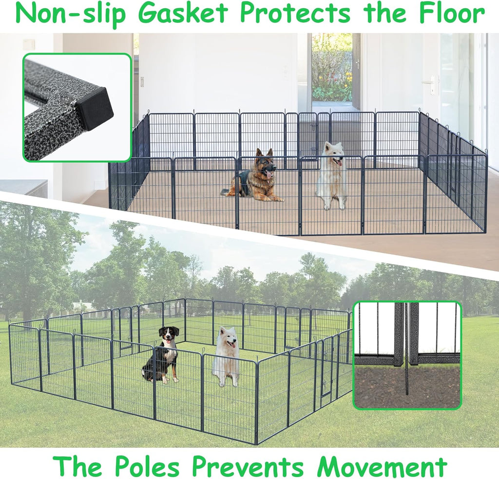 Dog Playpen, Outdoor Dog Fence, 24 Panels, 40" H Dog Pen for Medium/Small Dogs, Heavy Duty Metal Pet Fence with Gate, Portable Dog Fence for RV Camping and Yard (Black)