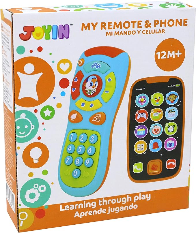 JOYIN Baby Learning Phone and Remote Toy for Toddler, Fun Smartphone Toys with Music for Infants, Boys or Girls, Holiday Stocking Stuffers, Kids Birthday Gift, Gifts for Christmas