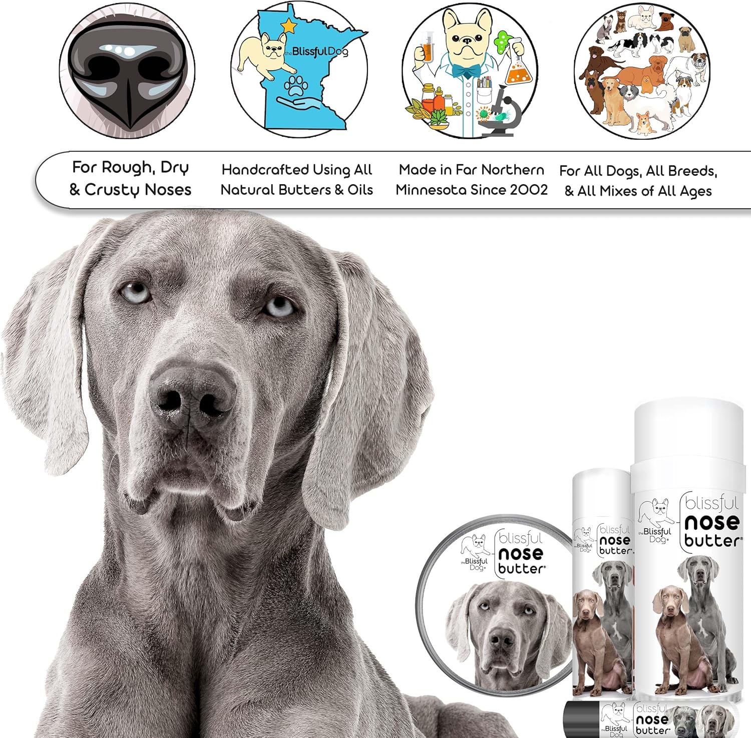 The Blissful Dog Weimaraner Unscented Nose Butter, 16oz