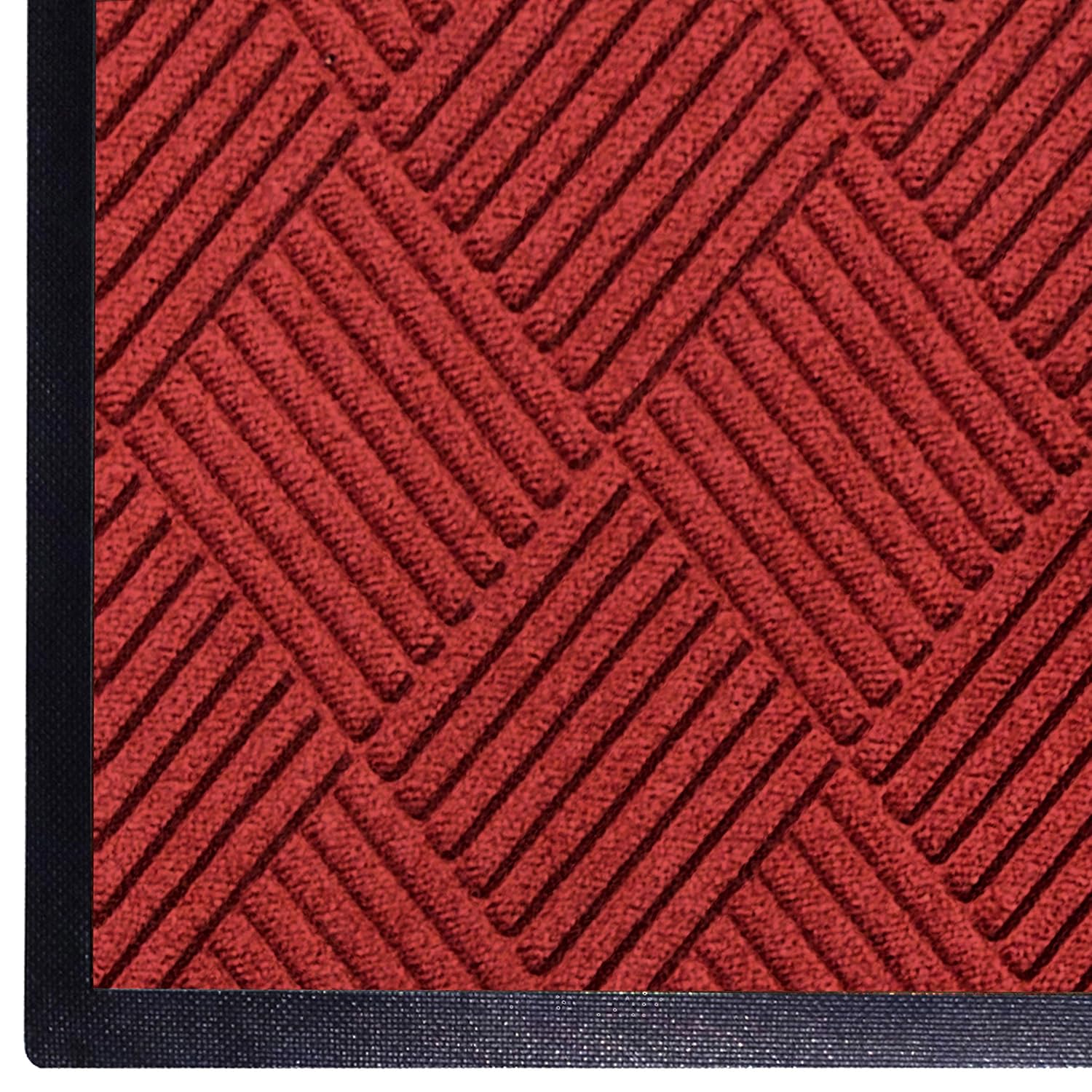WaterHog Diamond | Commercial-Grade Entrance Mat with Rubber Border – Indoor/Outdoor, Quick Drying, Stain Resistant Door Mat (Solid Red, 3' x 6')