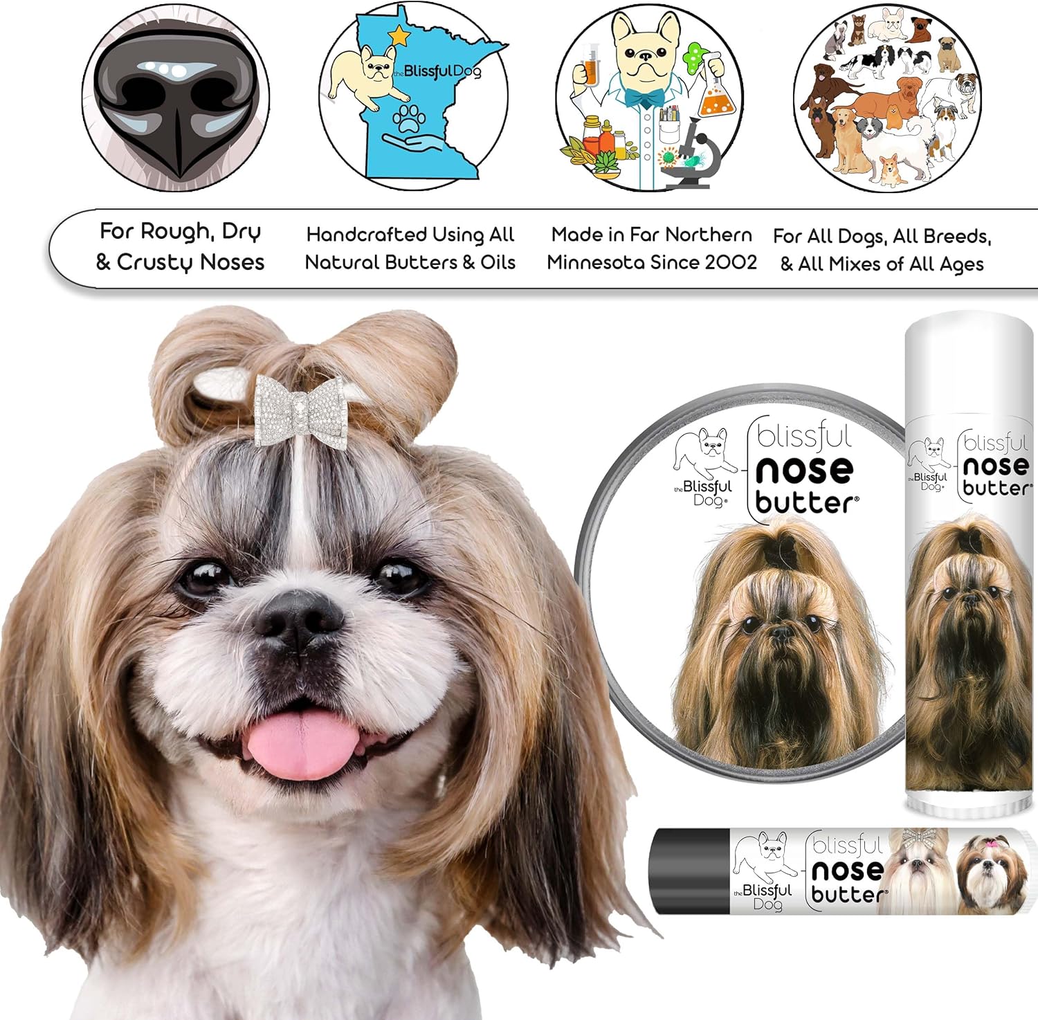 The Blissful Dog Shih Tzu Unscented Nose Butter, 0.15-Ounce