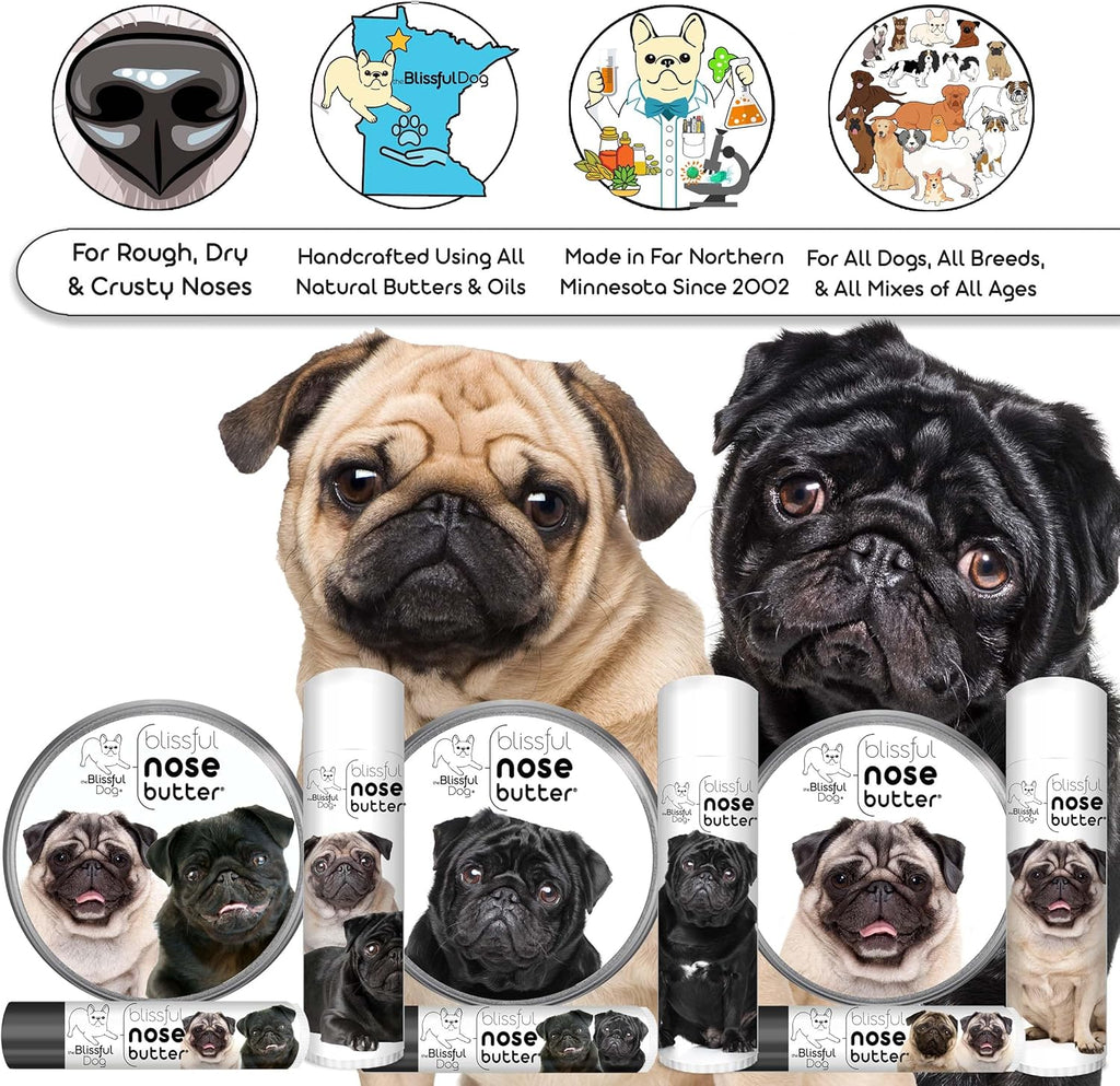 The Blissful Dog Pug Duo Unscented Nose Butter - Dog Nose Butter, 16 Ounce