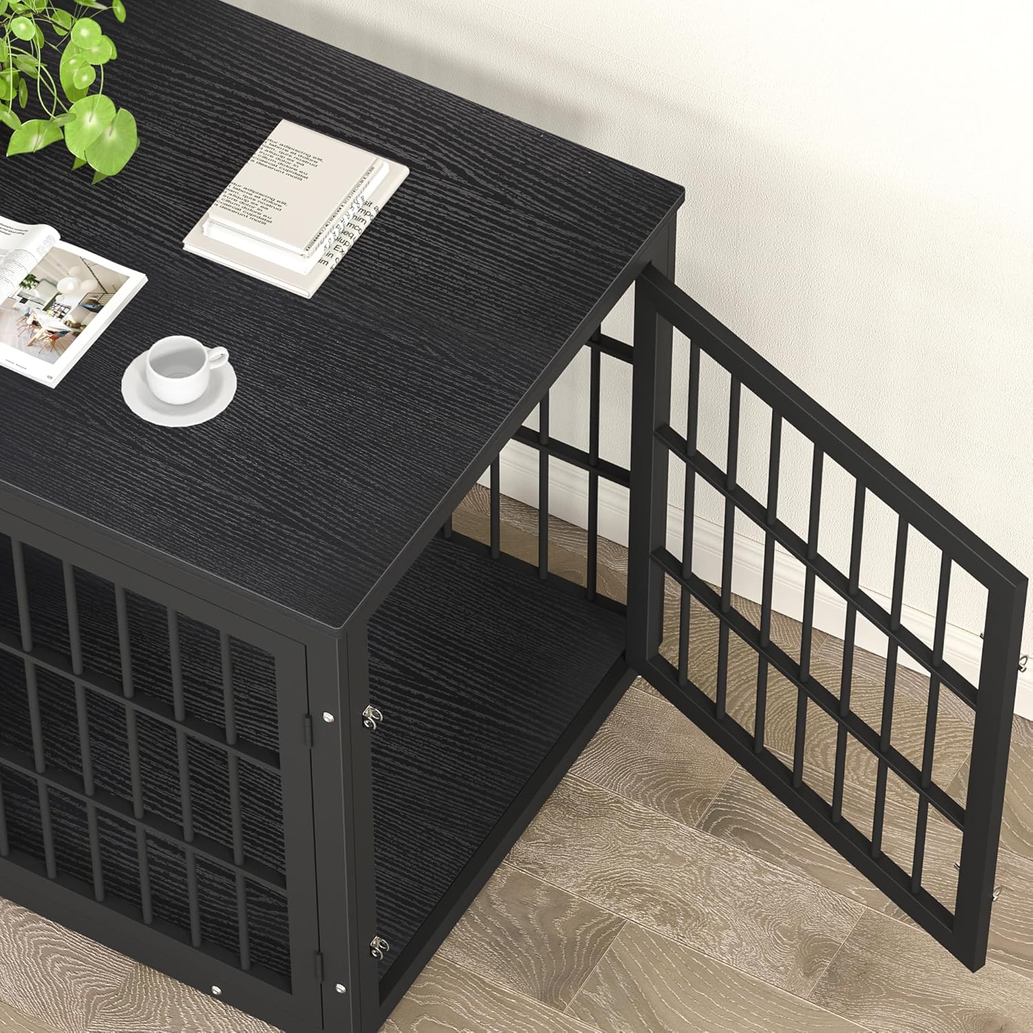 48 Inch Heavy Duty Dog Crate Furniture for Large Dogs, Decorative Pet House End Table, Extra Large Wooden Cage Kennel Furniture Indoor, Black