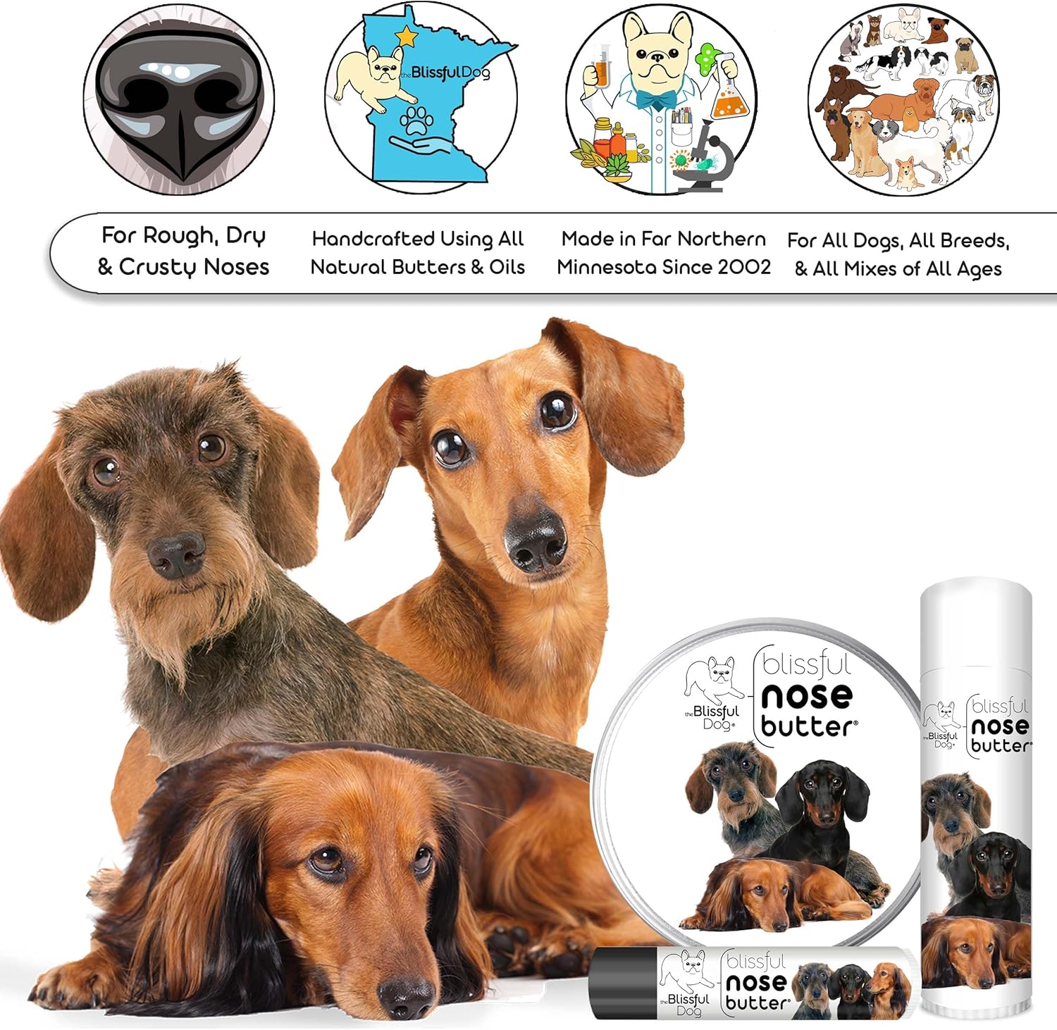 The Blissful Dog Dachshund Unscented Nose Butter, 16oz