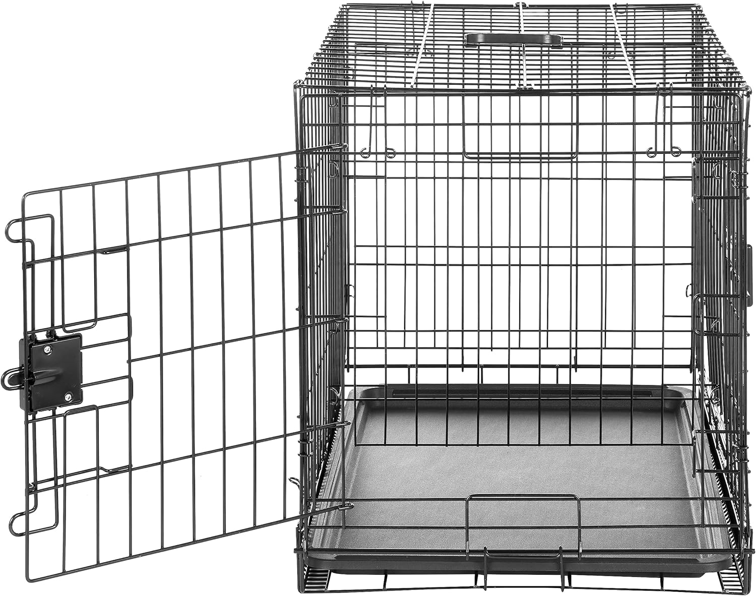 Amazon Basics Durable,Foldable Metal Wire Dog Crate with Tray, Double Door, 30 x 19 x 21 in, Black