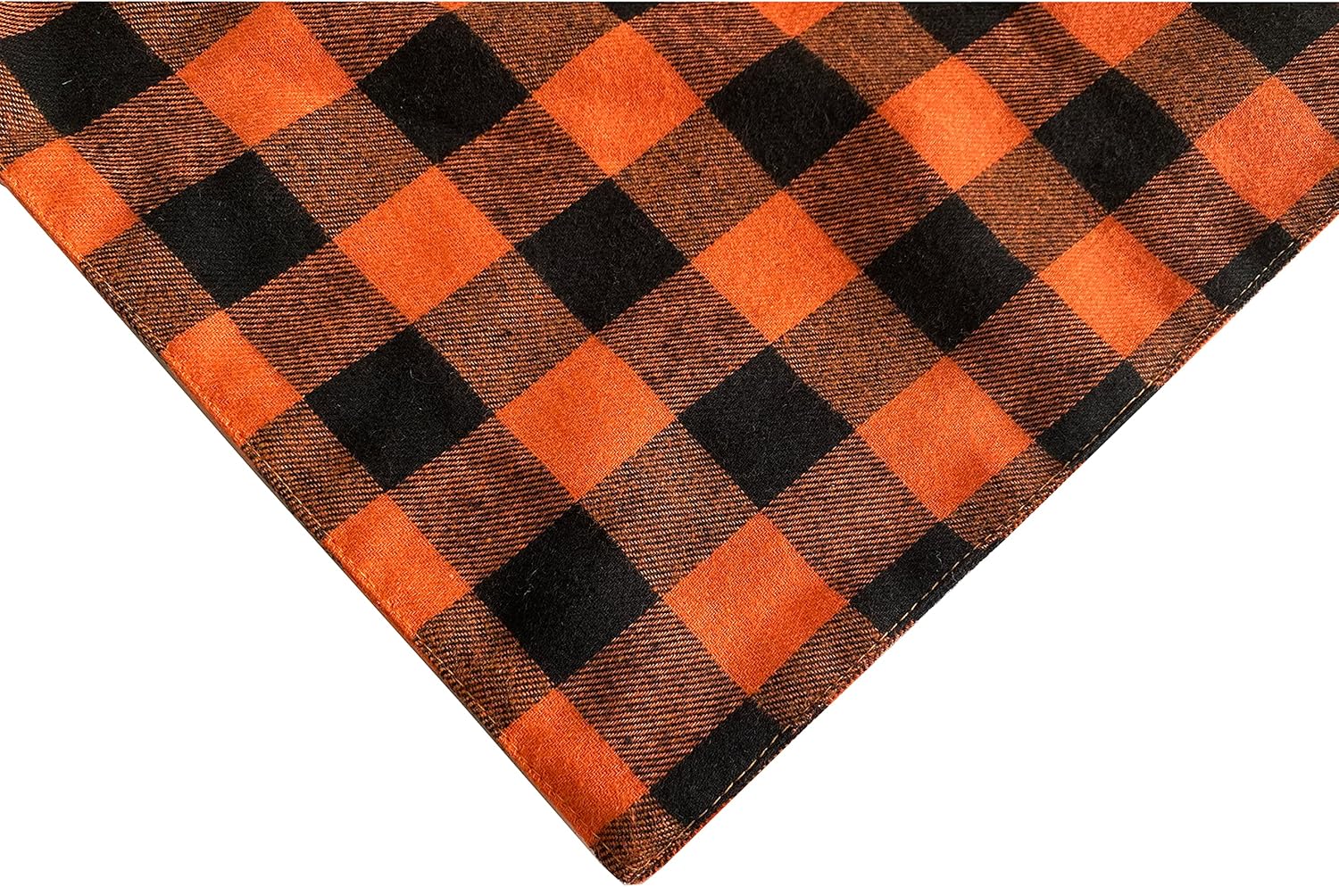 Realeaf Fall Halloween Dog Bandanas 2 Pack, Orange Plaid Pet Scarf for Boy and Girl, Premium Durable Fabric, Holiday Thanksgiving Bandana for Medium and Large Dogs (Large)