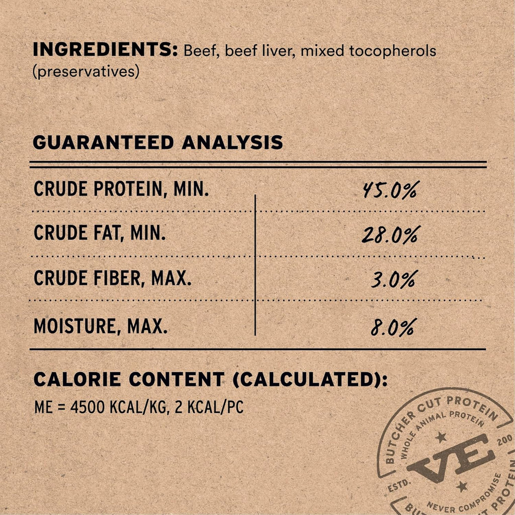 Vital Essentials Beef Bites Dog Treats, 2.5 oz | Freeze-Dried Raw | Single Protein | Premium Quality High Protein Training Treats | Grain Free, Gluten Free, Filler Free