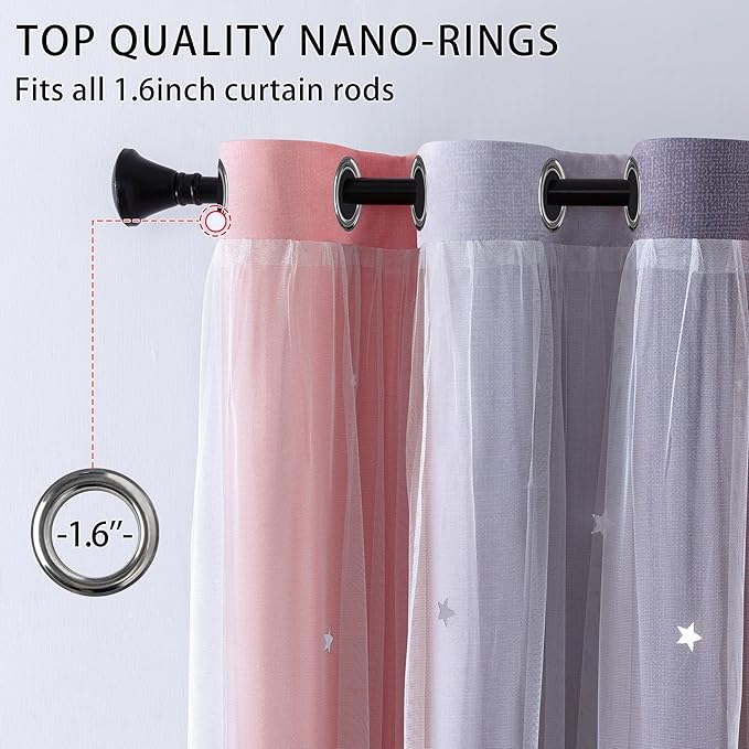 XiDi Grey and Pink Blackout Curtains for Girls Bedroom 54 Inch Length 2 Panels Rainbow Kids Grommet Window Drapes for Nursery Living Room Decro Princess Unicorn Wall Decals Pink Grey 34 Inches Wide