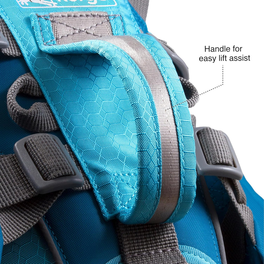 Kurgo Big Baxter Dog Backpack, Dog Saddlebag Pack for Pets, Adjustable Saddlebag for Hiking, Walking, Running, Camping, Coastal Blue