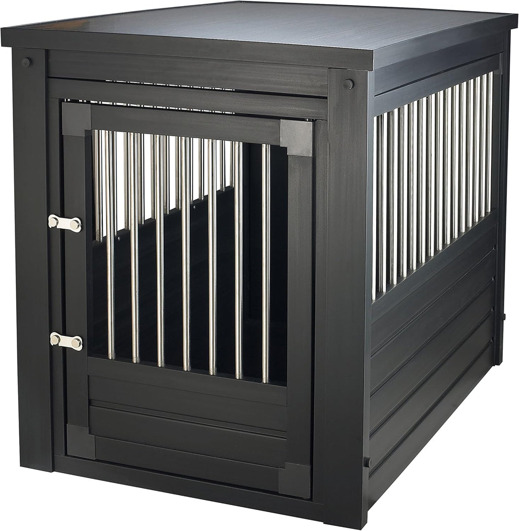 New Age Pet ECOFLEX Dog Crate End Table - Furniture-Style Pet Crate for Crate Trained Dogs - Stainless Steel Tubing & a Latched Closure - 10 Year Manufacturer's Warranty.