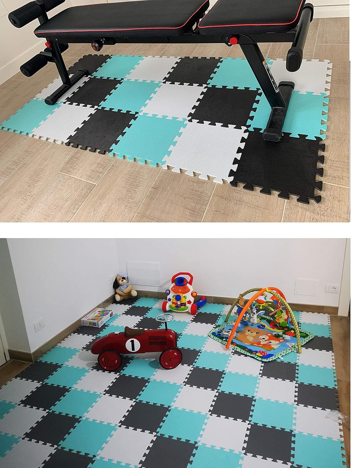 MQIAOHAM® 25 Pieces Puzzle Play Mats, Soft Baby Play Mat, Kids Interlocking Foam Floor Tiles, Toddlers Carpet Playmats G301025-102106110