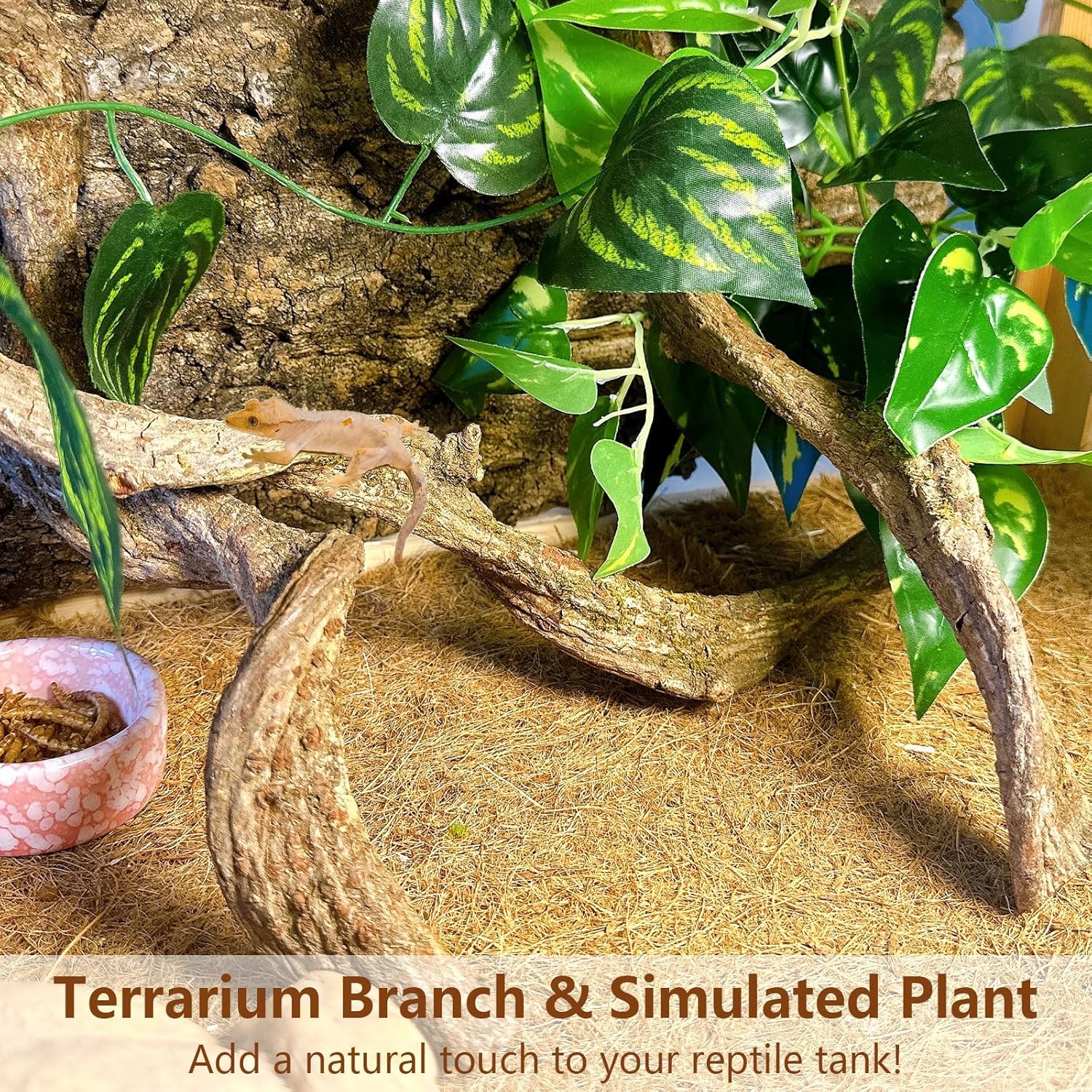 BNOSDM 3 Pcs Reptile Climbing Branches Decor,Snake Climbing Branch,Gecko Climb Wood,Lizard Forest Branch,Tank Habitat Tree Trunk Decorations for Bearded Dragons,Chameleons,Spider,Frogs (S)