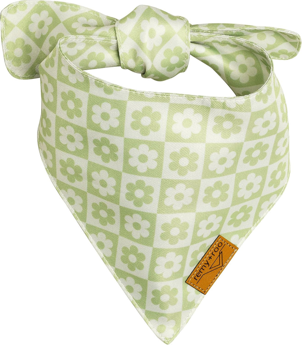 Remy+Roo Large Spring Dog Bandanas - 4 Pack Daisy Set | Premium Durable Adjustable Polyester Fabric | Patented Shape Girl Dog Bandana, Trendy Pattrens, Floral Dog Bandana